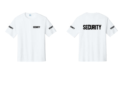 NYC Factory Men's Security Performance T-Shirt - Chest + Back + Security Sleeves - White