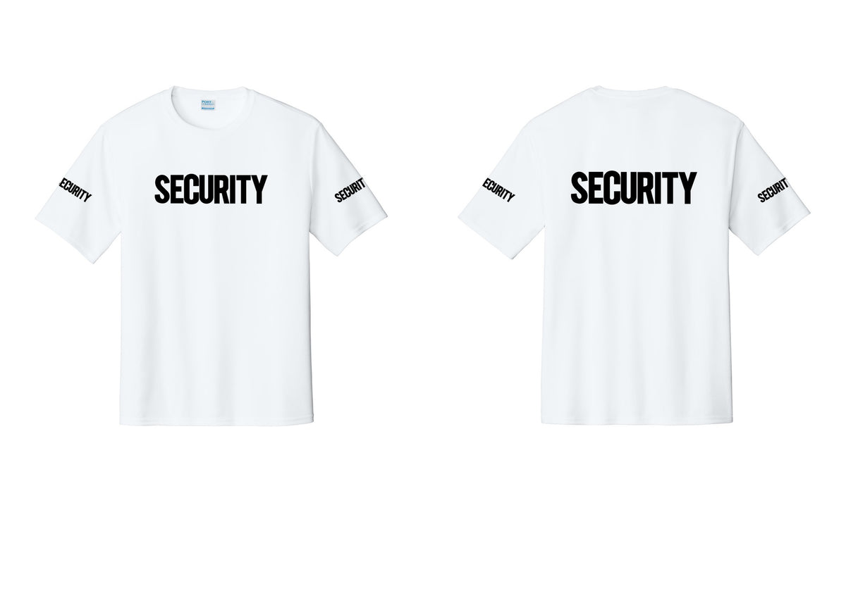 NYC Factory Men's Security Performance T-Shirt - Front + Back + Security Sleeves - White