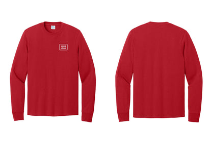 NYC Factory Men's Custom Logo Security Cotton Long Sleeve T-Shirt - Your Logo Only - Red