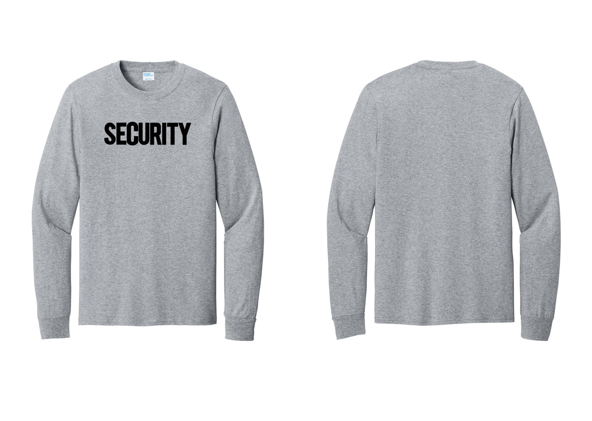 NYC Factory Men's Security Cotton Long Sleeve T-Shirt - Front Only - Athletic Heather
