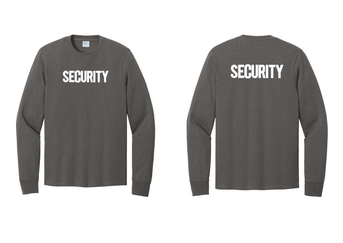NYC Factory Men's Security Cotton Long Sleeve T-Shirt - Front + Back - Charcoal