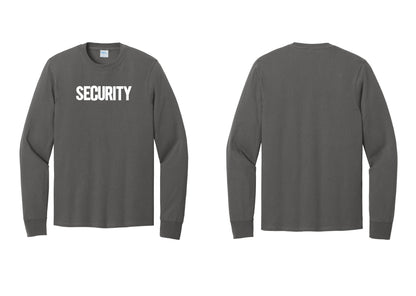 NYC Factory Men's Security Cotton Long Sleeve T-Shirt - Front Only - Charcoal