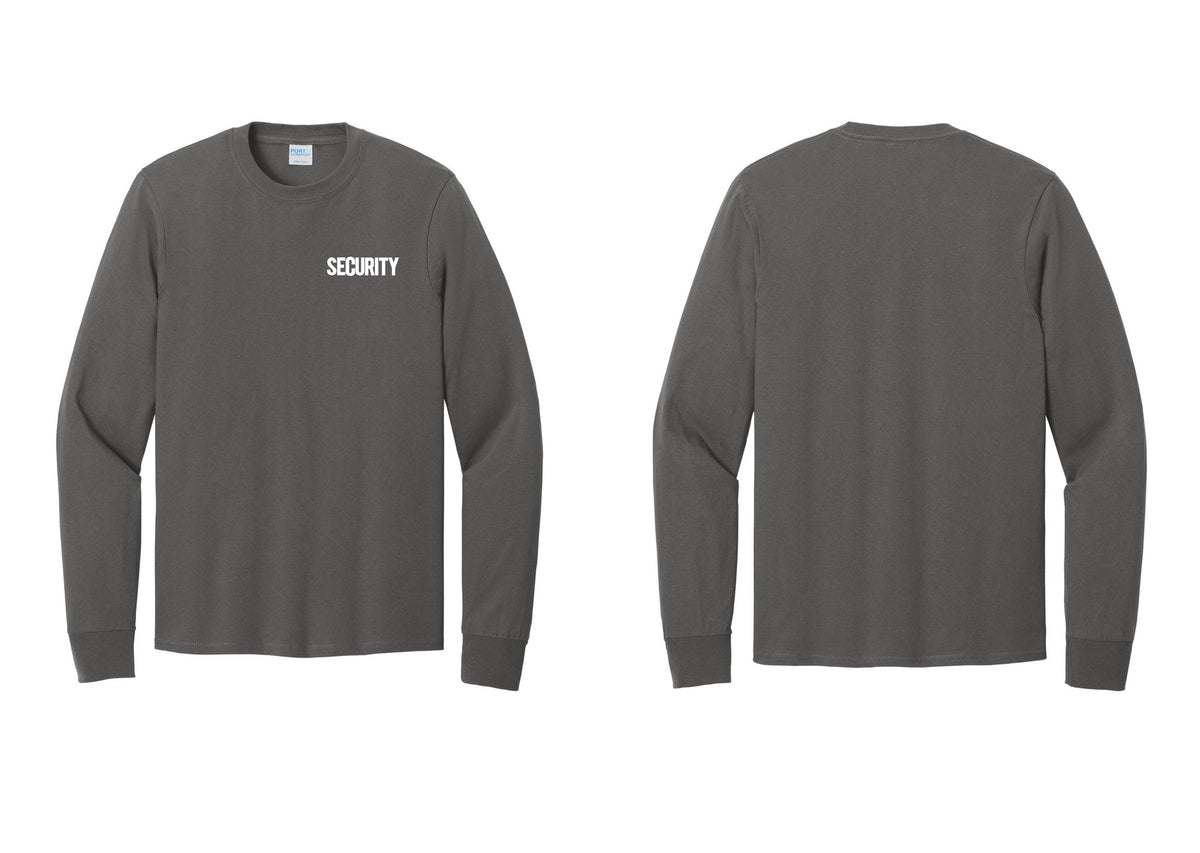 NYC Factory Men's Security Cotton Long Sleeve T-Shirt - Chest Only - Charcoal