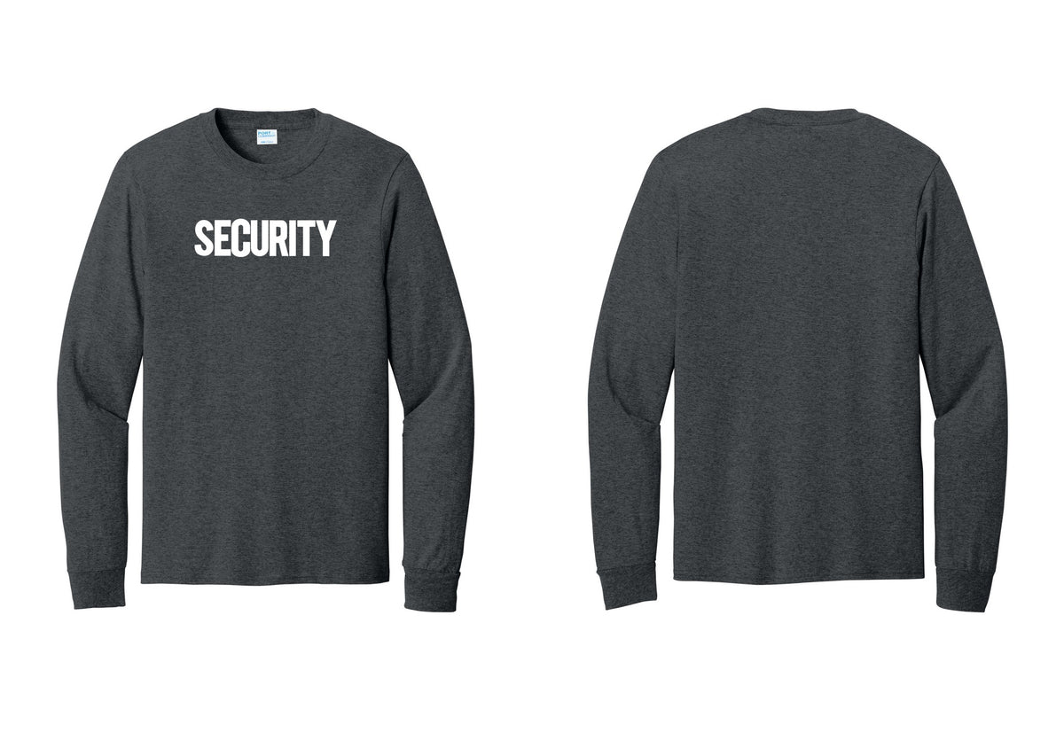 NYC Factory Men's Security Cotton Long Sleeve T-Shirt - Front Only - Dark Heather Grey