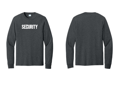 NYC Factory Men's Security Cotton Long Sleeve T-Shirt - Front Only - Dark Heather Grey