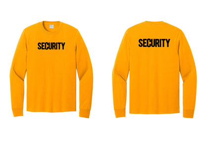 NYC Factory Men's Security Cotton Long Sleeve T-Shirt - Front + Back - Gold