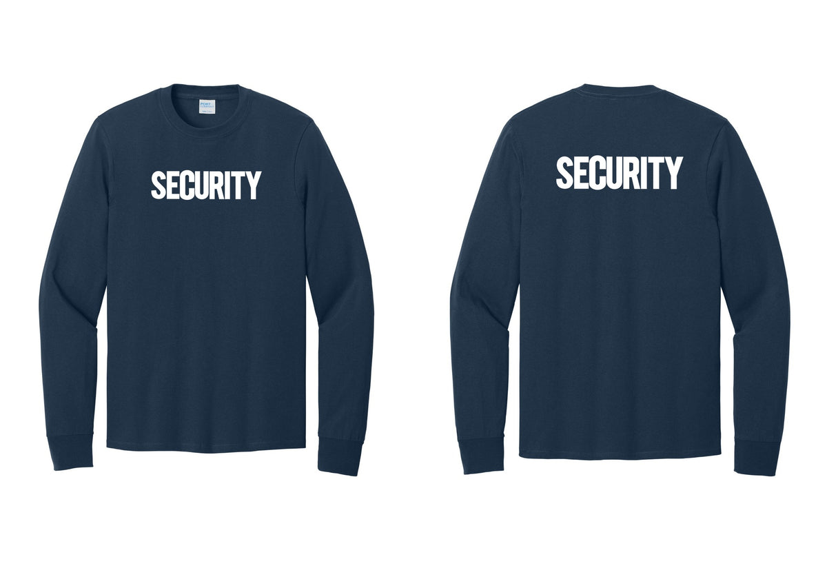 NYC Factory Men's Security Cotton Long Sleeve T-Shirt - Front + Back - Navy