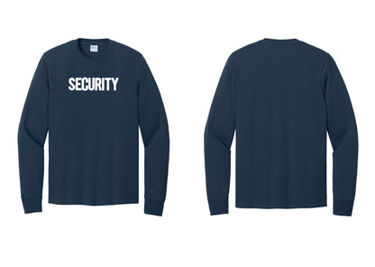 NYC Factory Men's Security Cotton Long Sleeve T-Shirt - Front Only - Navy