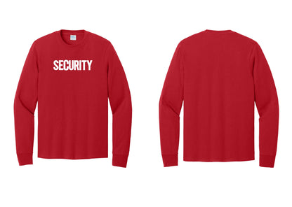 NYC Factory Men's Security Cotton Long Sleeve T-Shirt - Front Only - Red