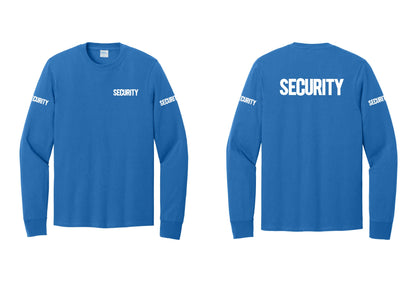 NYC Factory Men's Security Cotton Long Sleeve T-Shirt - Chest + Back + Security Sleeves - Royal
