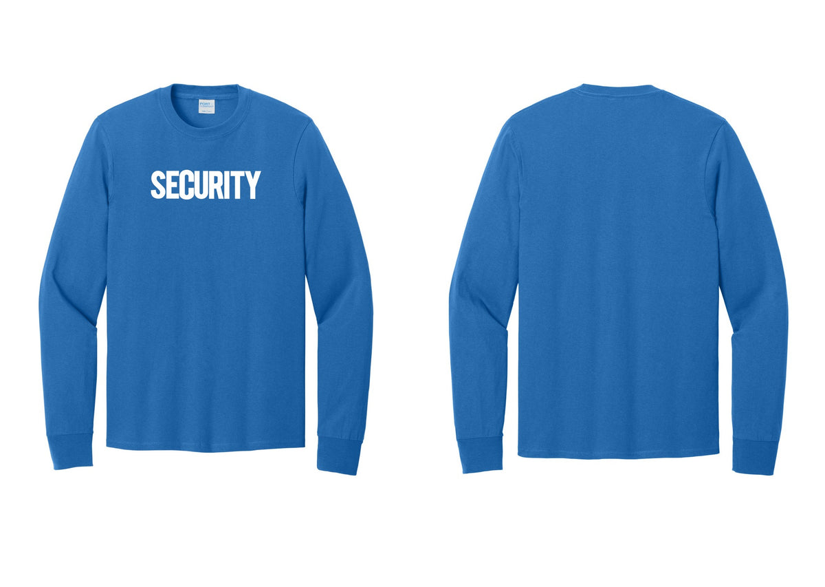 NYC Factory Men's Security Cotton Long Sleeve T-Shirt - Front Only - Royal