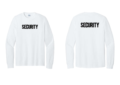 NYC Factory Men's Security Cotton Long Sleeve T-Shirt - Front + Back - White