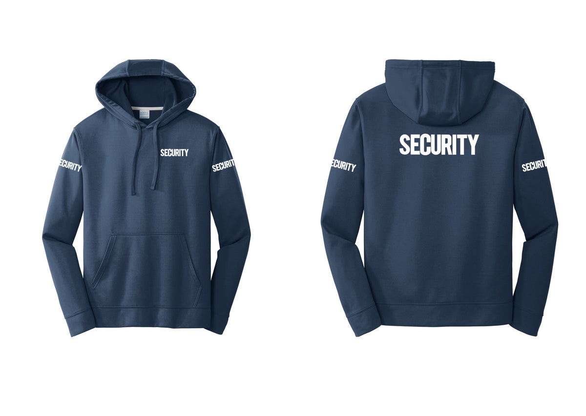 NYC Factory Men's Security Hooded Sweatshirt - Chest + Back + Security Sleeves - Navy