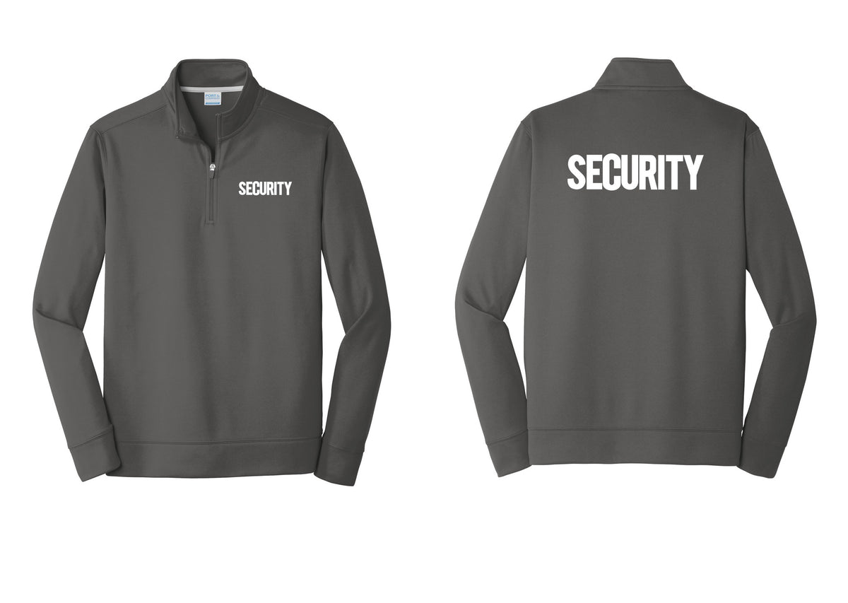 NYC Factory Men's Security Performance Fleece 1/4-Zip Pullover Sweatshirt - Chest + Back - Charcoal
