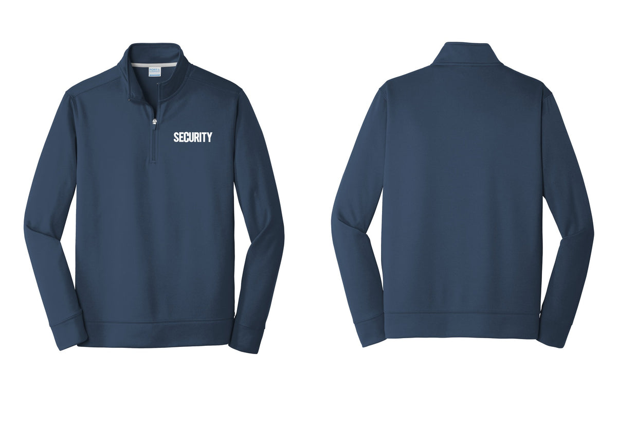NYC Factory Men's Security Performance Fleece 1/4-Zip Pullover Sweatshirt - Chest Only - Navy