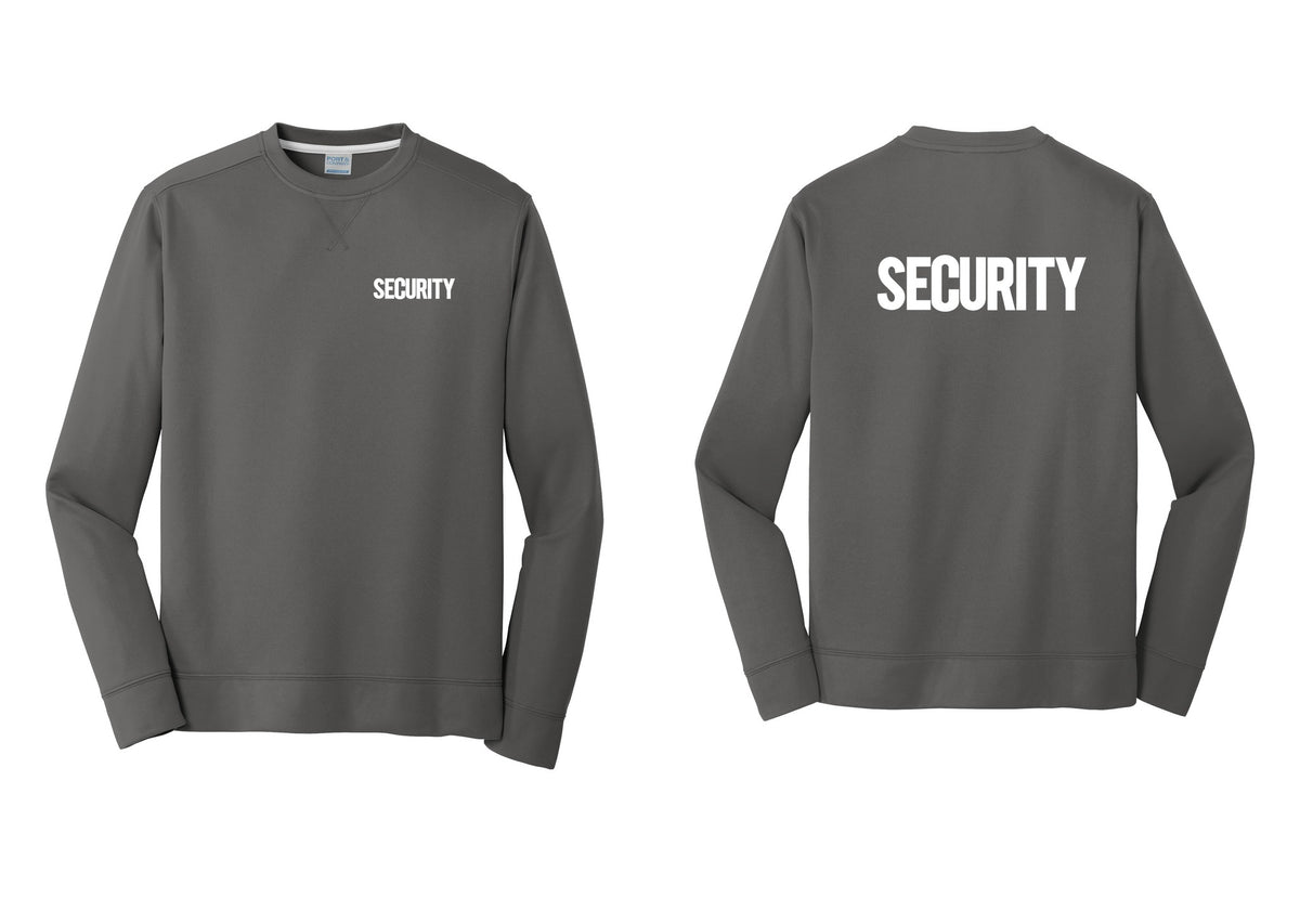 NYC Factory Men's Security Performance Fleece Crewneck Sweatshirt - Chest + Back - Charcoal
