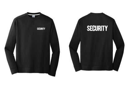 NYC Factory Men's Security Performance Fleece Crewneck Sweatshirt - Chest + Back - Black