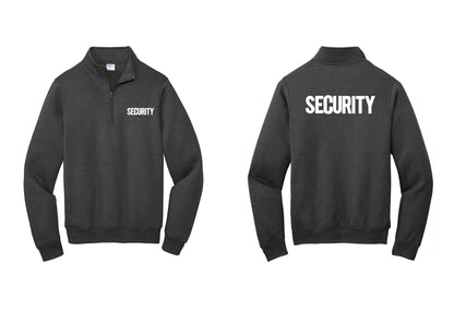 NYC Factory Men's Security Cotton Fleece 1/4-Zip Pullover Sweatshirt - Chest + Back - Dark Heather Grey