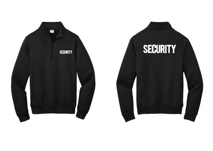 NYC Factory Men's Security Cotton Fleece 1/4-Zip Pullover Sweatshirt - Chest + Back - Black
