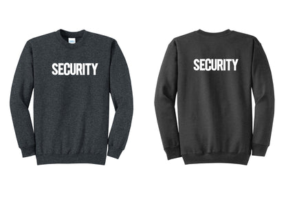 NYC Factory Men's Security Cotton Fleece Crewneck Sweatshirt - Front + Back - Dark Heather Grey