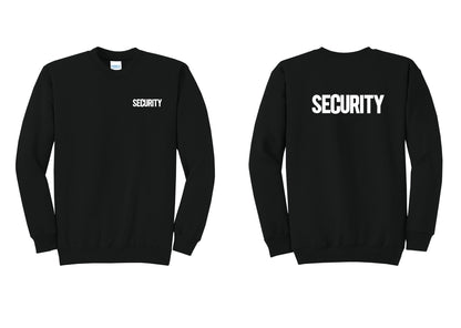 NYC Factory Men's Security Cotton Fleece Crewneck Sweatshirt - Chest + Back - Black