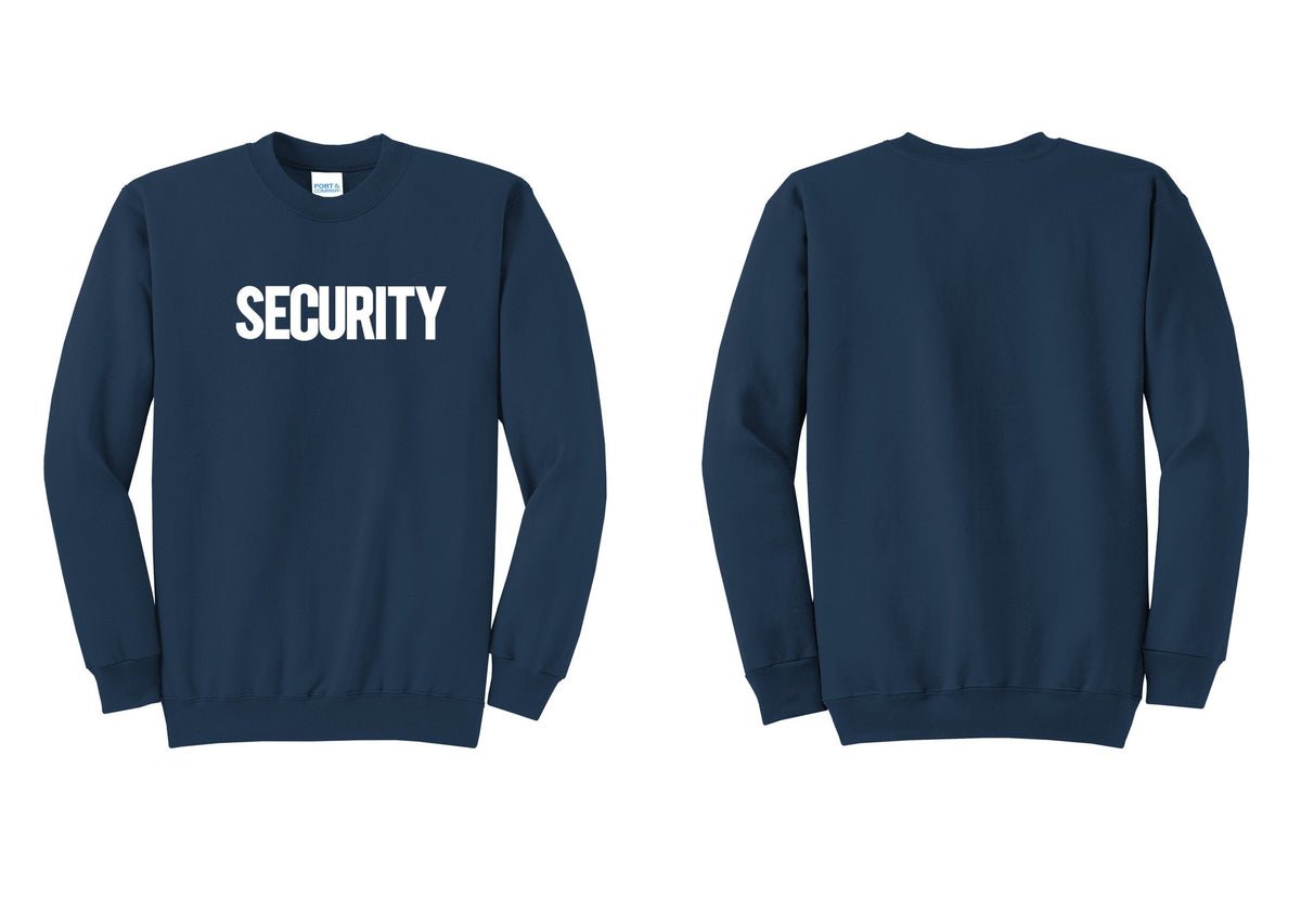 NYC Factory Men's Security Cotton Fleece Crewneck Sweatshirt - Front Only - Navy