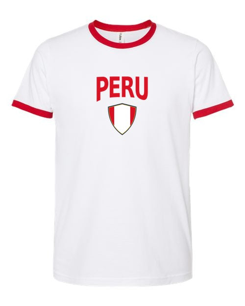 Peru Arched Crest Soccer Ringer Tee — NYC Factory