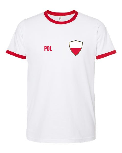 Poland Soccer Ringer Tee — Retro National Crest | NYC Factory