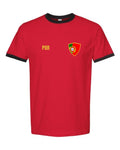Portugal Soccer Ringer Tee 2026 — Retro National Crest — Red/Black | NYC Factory
