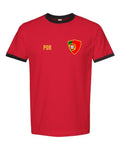 Portugal Soccer Ringer Tee 2026 — Retro National Crest — Red/Black | NYC Factory