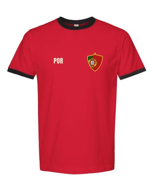Portugal Soccer Ringer Tee 2026 — Retro National Crest | NYC Factory