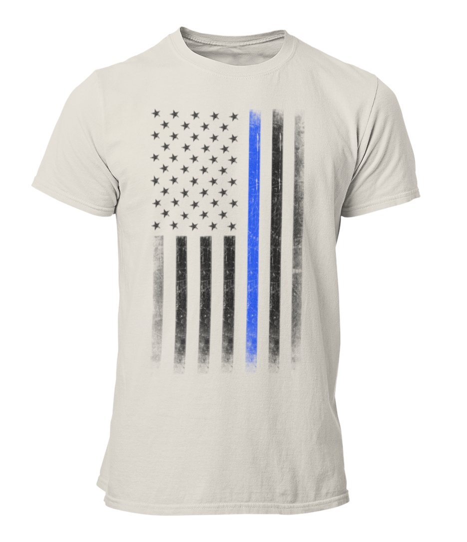 Premium Men's USA Flag Blue Lives Matter Police T-Shirt Ring Spun