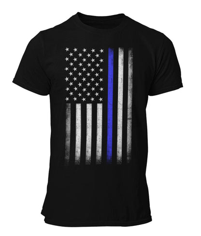 Premium Men's USA Flag Blue Lives Matter Police T-Shirt Ring Spun