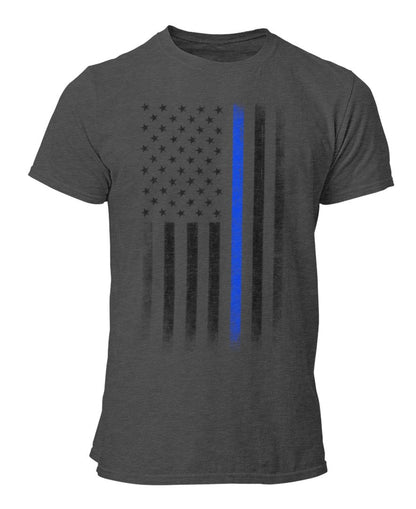 Premium Men's USA Flag Blue Lives Matter Police T-Shirt Ring Spun