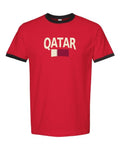 Qatar Soccer Ringer Tee 2026 — Classic Name & Flag | NYC Factory
