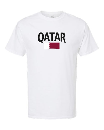Qatar Soccer Tee 2026 — Classic Name & Flag | NYC Factory - White