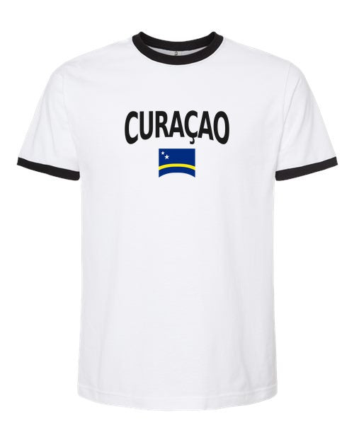 Curaçao Soccer Ringer Tee 2026 — Classic Name & Flag | NYC Factory - NYC Factory