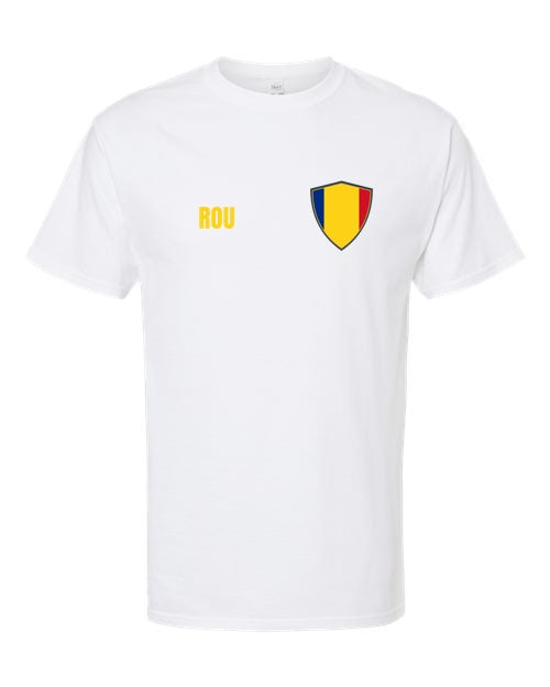 Romania Soccer Tee — Retro National Crest | NYC Factory