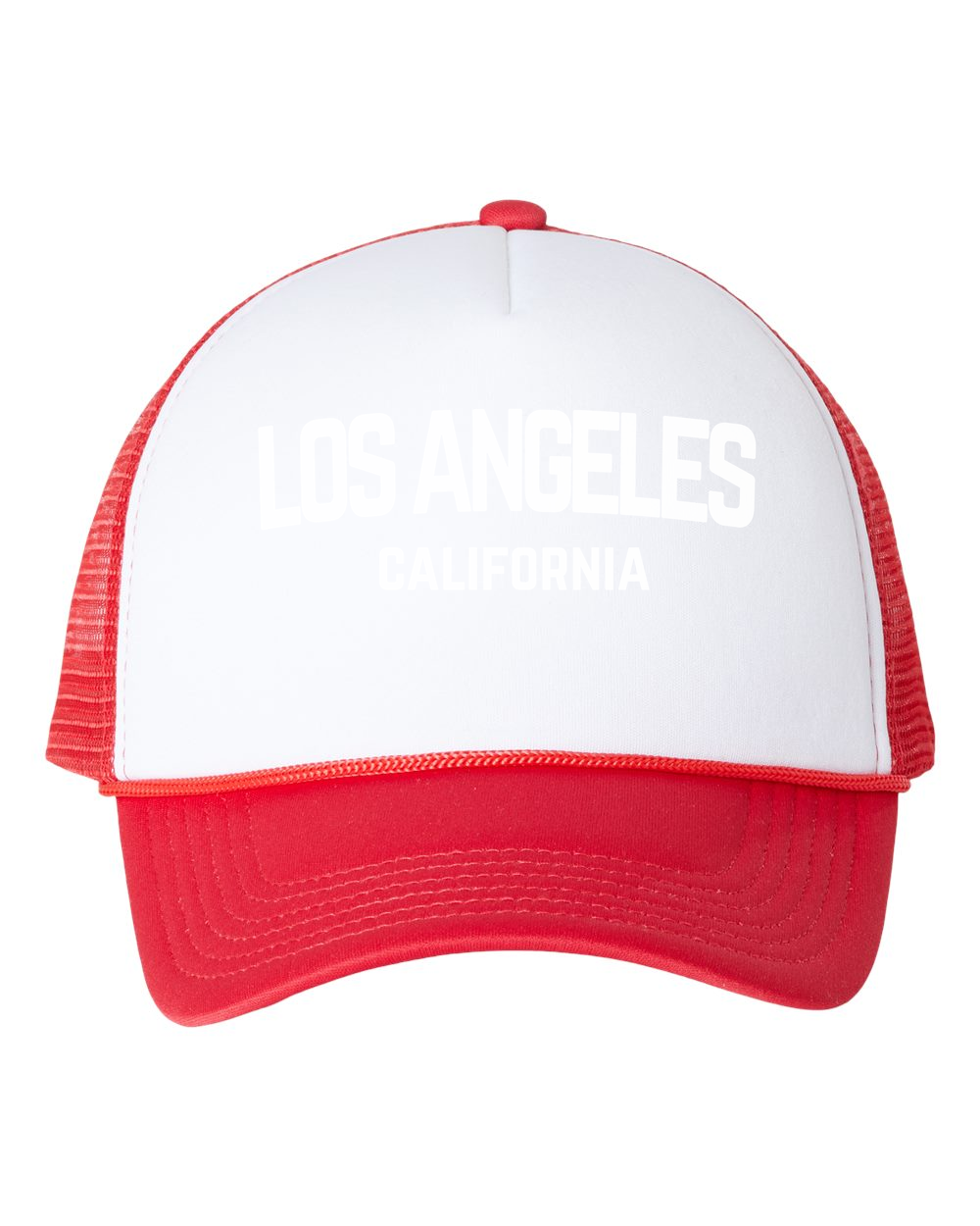 Los Angeles California White Retro Design Trucker Baseball Hat White/Red