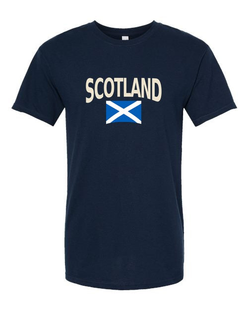 Scotland Soccer Tee 2026 — Classic Name & Flag | NYC Factory - Navy