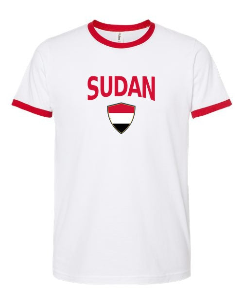Sudan Arched Crest Soccer Ringer Tee — NYC Factory