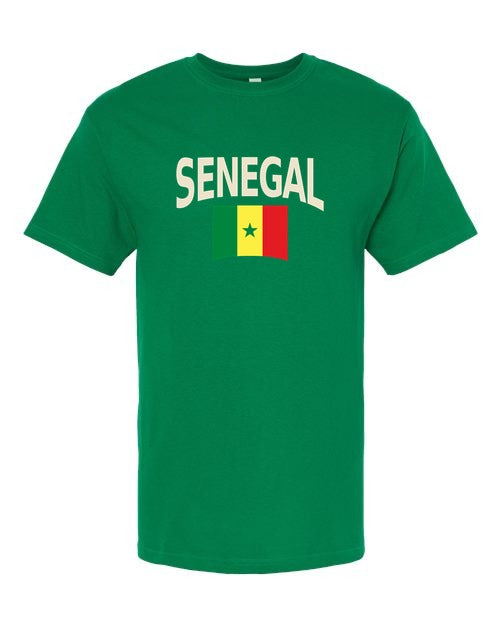 Senegal Soccer Tee 2026 — Classic Name & Flag | NYC Factory - Green