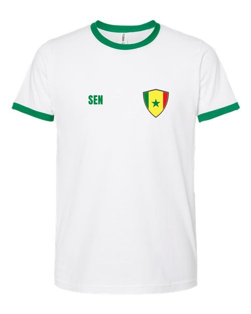 Senegal Soccer Ringer Tee 2026 — Retro National Crest | NYC Factory
