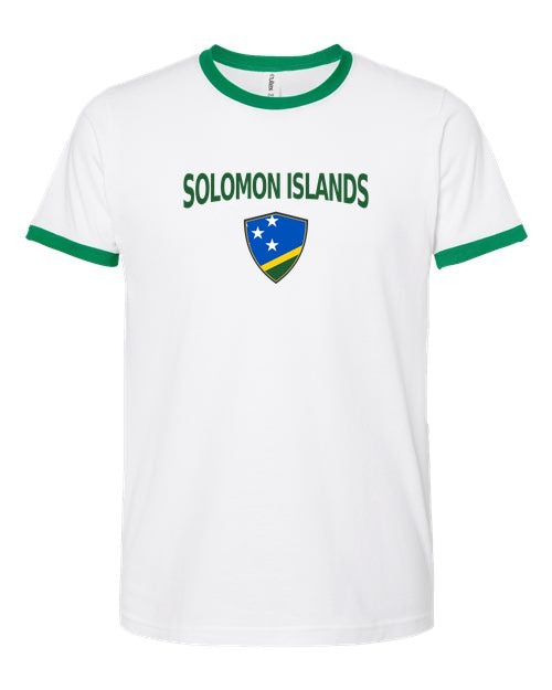 Solomon Islands Arched Crest Soccer Ringer Tee — NYC Factory