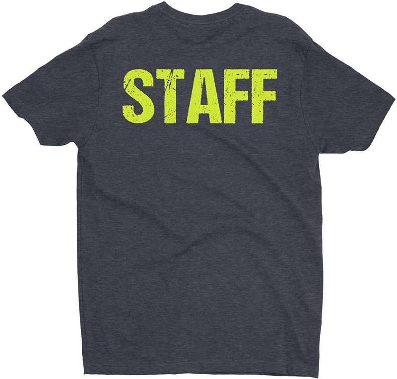 STAFF T-Shirt Charcoal Gray Mens Neon Tee Staff Event