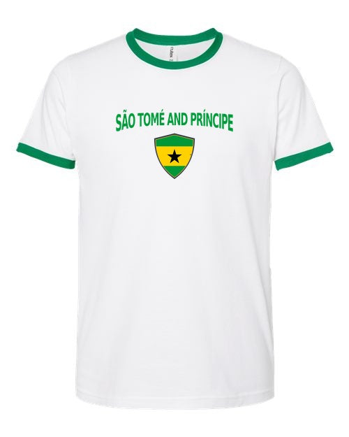 São Tomé And Príncipe Arched Crest Soccer Ringer Tee — NYC Factory
