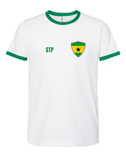 São Tomé And Príncipe Soccer Ringer Tee — Retro National Crest | NYC Factory