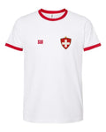 Switzerland Soccer Ringer Tee 2026 — Retro National Crest | NYC Factory