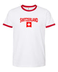 Switzerland Soccer Ringer Tee 2026 — Classic Name & Flag | NYC Factory