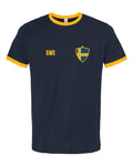 Sweden Soccer Ringer Tee 2026 — Retro National Crest | NYC Factory